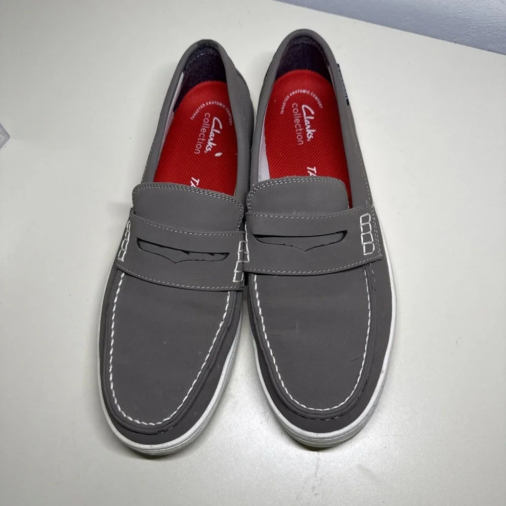 Clarks Collection  Crown & Ivy Mens Shoes Loafers Gray Comfort Sz 11.5 M